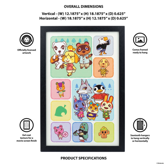 Animal Crossing - Scene Grid - 11x17 Framed Gel Coat