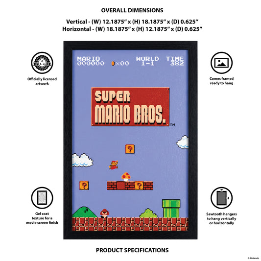 Super Mario™: Level 1-1 Gel-Coated Framed Print (11x17)