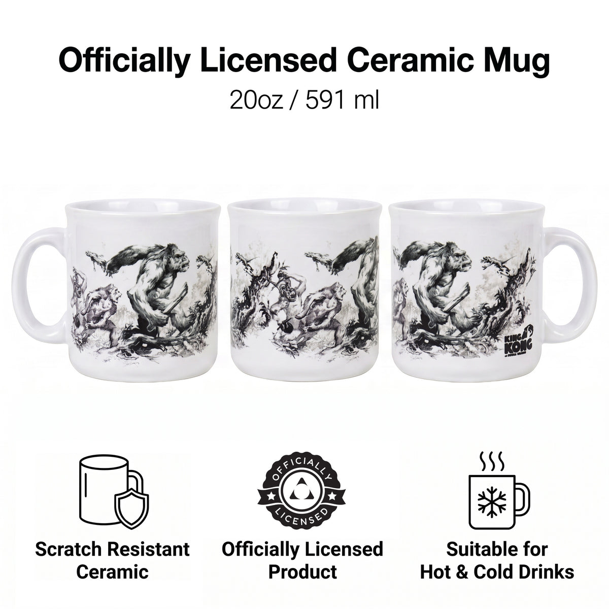 King Kong - Jungle Fight Sketch - 20 Oz Camper Mug