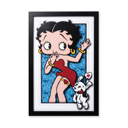 Betty Boop - Dog Love - 11x17 Faux Matted Print Under Plexi