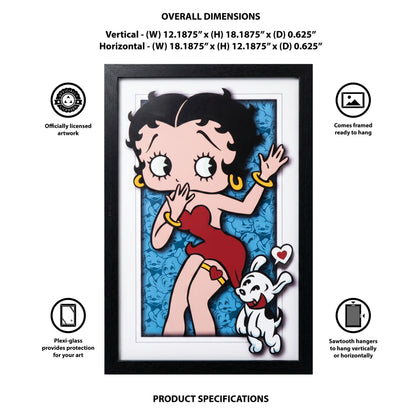 Betty Boop - Dog Love - 11x17 Faux Matted Print Under Plexi