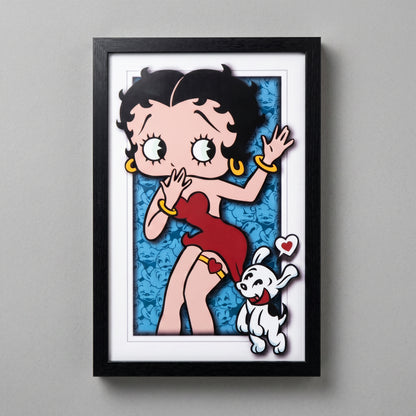 Betty Boop - Dog Love - 11x17 Faux Matted Print Under Plexi