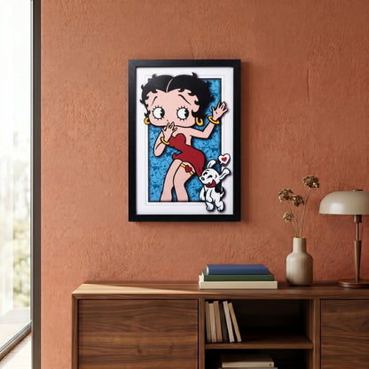 Betty Boop - Dog Love - 11x17 Faux Matted Print Under Plexi