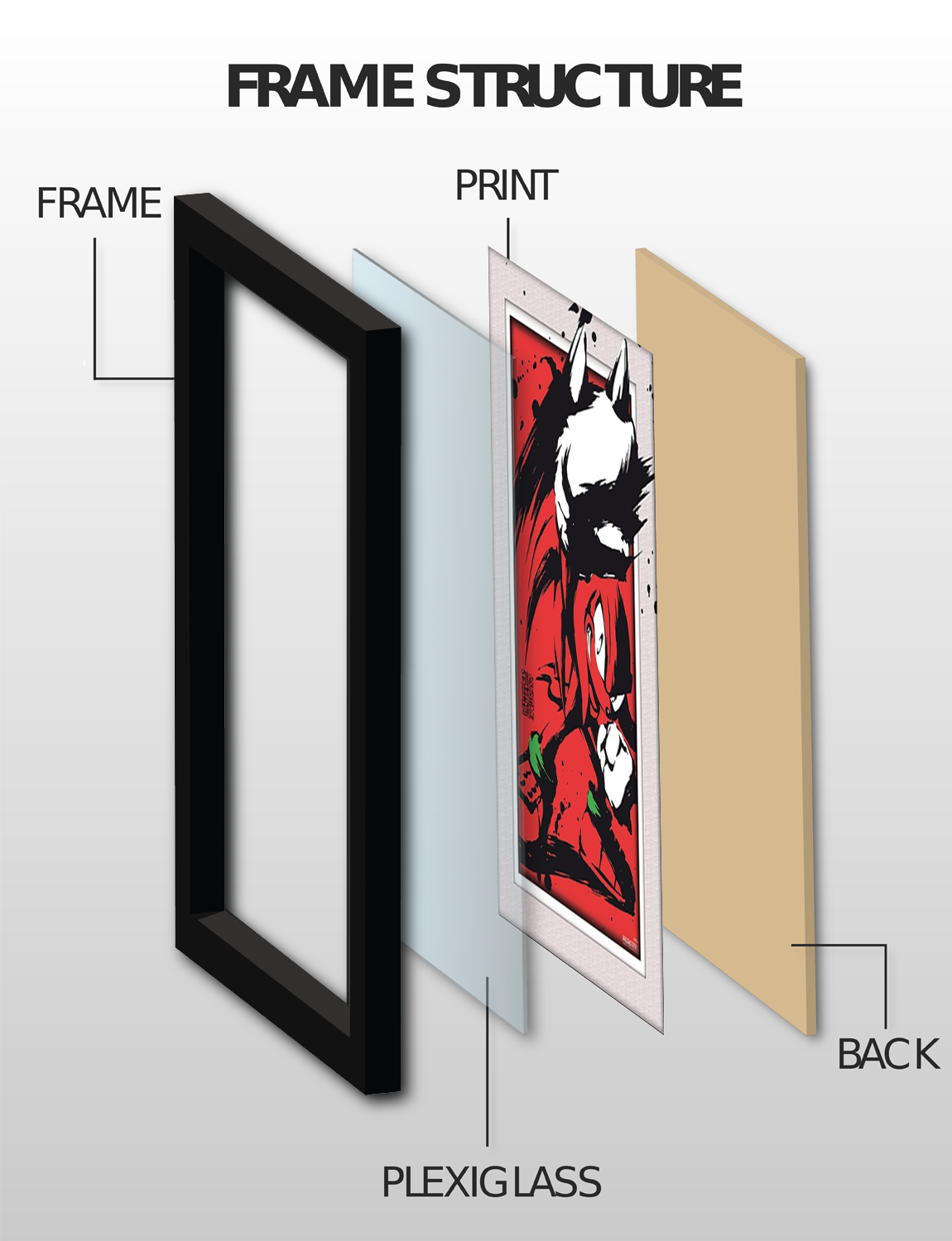 Sonic the Hedgehog™: Knuckles Splatter Framed Art (11x17) - packaging