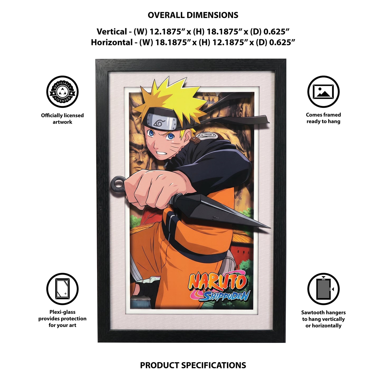 Naruto Shippuden - Defending - 11x17 Faux Matted Print Under Plexi
