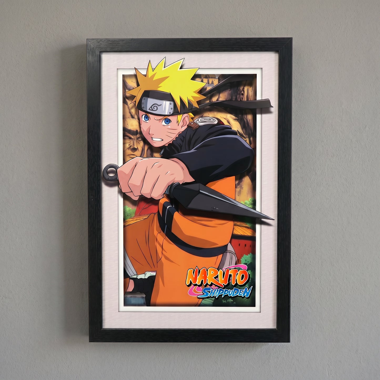 Naruto Shippuden - Defending - 11x17 Faux Matted Print Under Plexi
