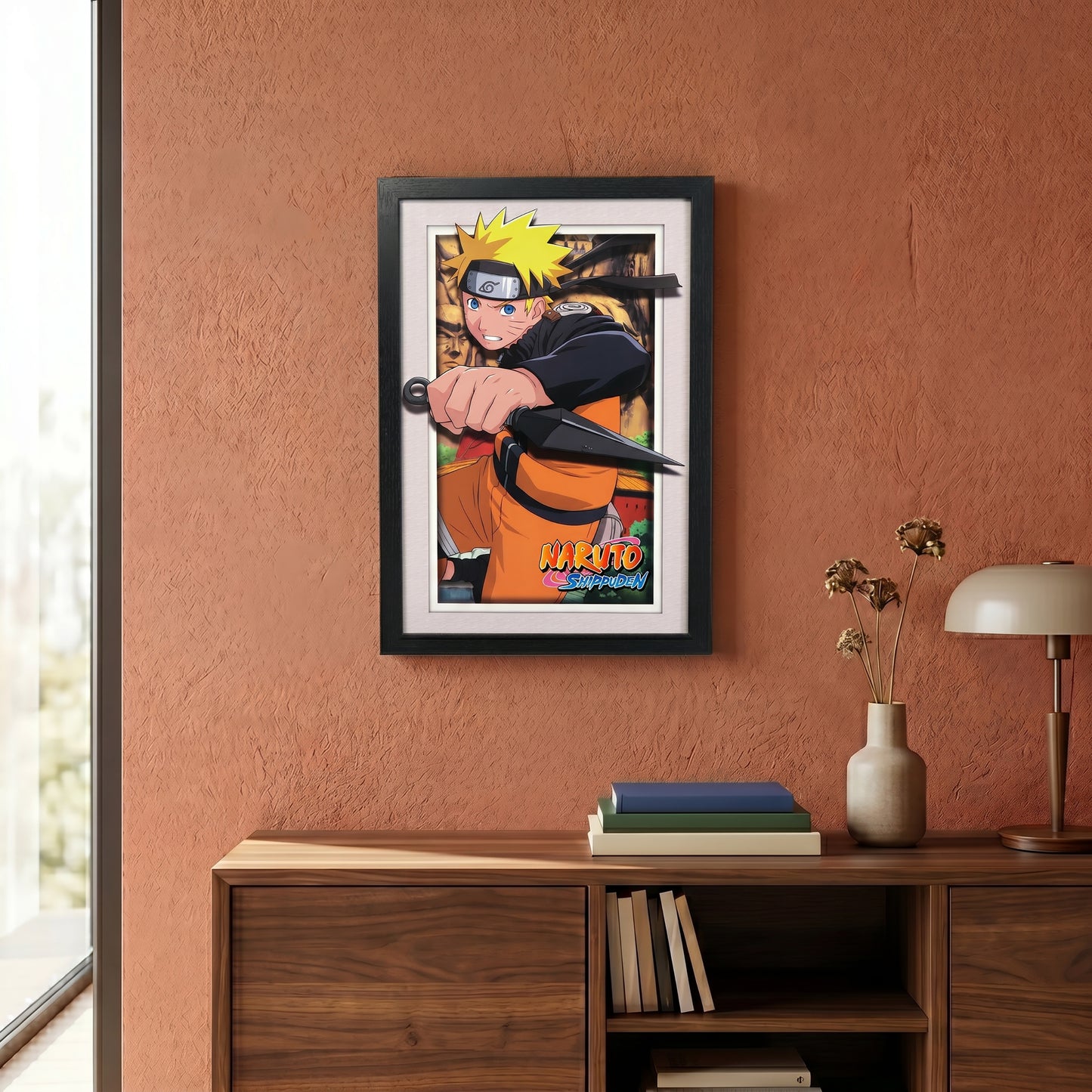 Naruto Shippuden - Defending - 11x17 Faux Matted Print Under Plexi