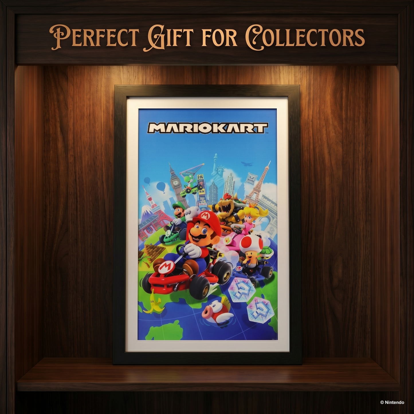 Mario Kart - Globe 11x17 Faux Matted Framed Art Under Plexi Glass