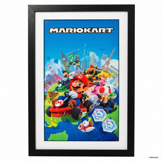 Mario Kart - Globe 11x17 Faux Matted Framed Art Under Plexi Glass