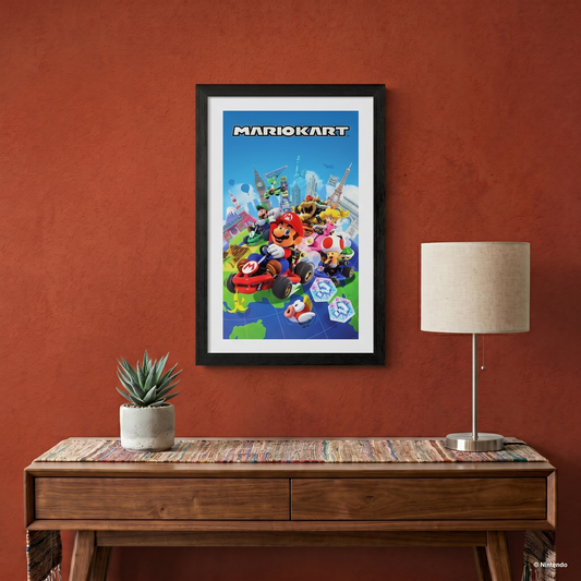 Mario Kart - Globe 11x17 Faux Matted Framed Art Under Plexi Glass