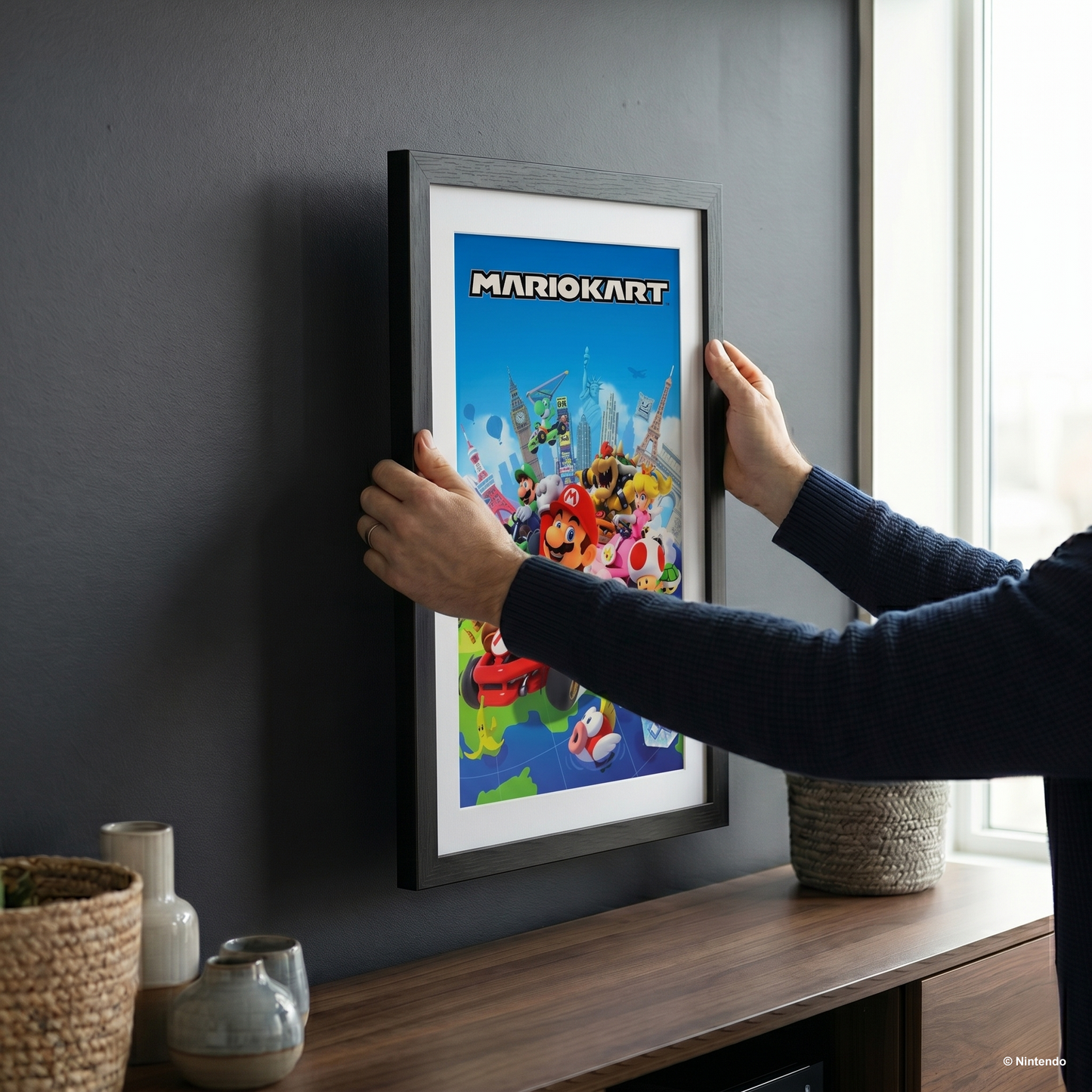 Mario Kart - Globe 11x17 Faux Matted Framed Art Under Plexi Glass