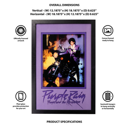 Prince: Purple Rain 11x17 Faux Matted Framed Art Under Plexi Glass