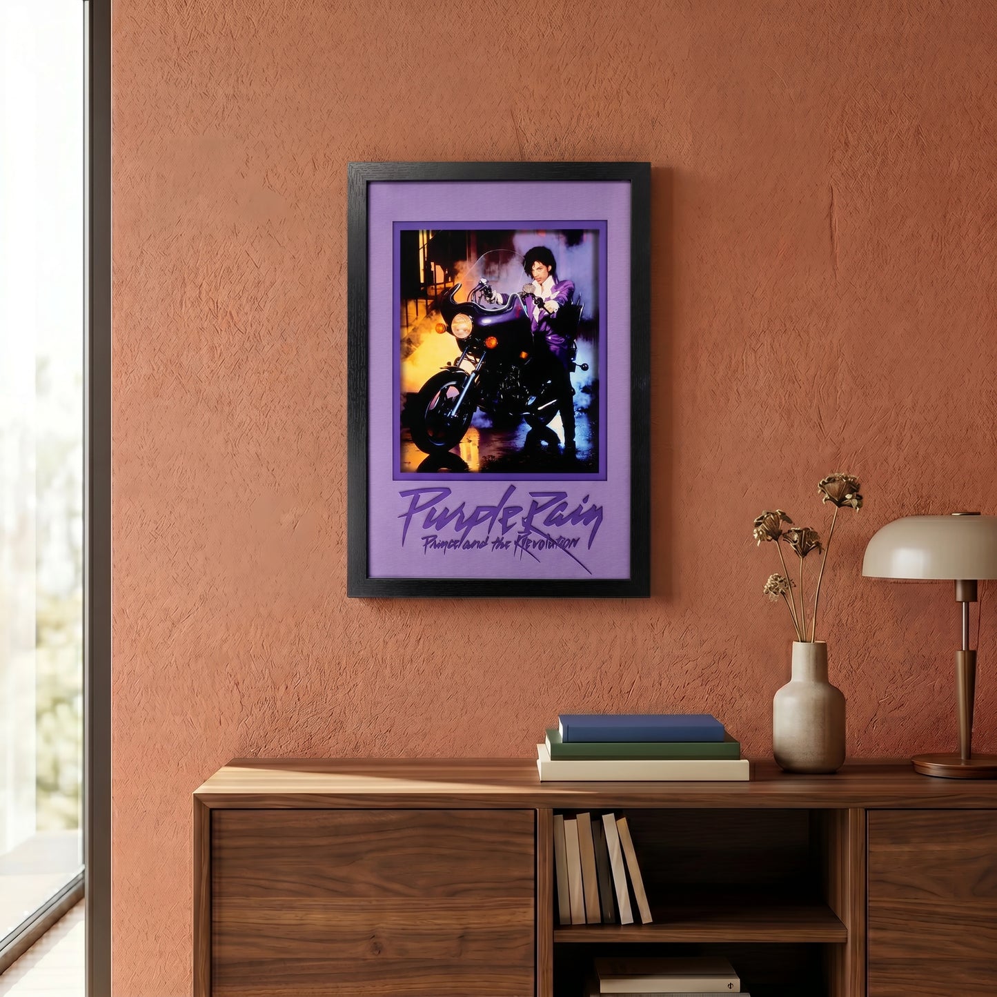 Prince: Purple Rain 11x17 Faux Matted Framed Art Under Plexi Glass