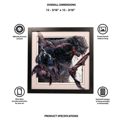 Godzilla - Bats Swarming - 12x12 Faux Matted Print Under Plexi