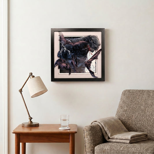 Godzilla - Bats Swarming - 12x12 Faux Matted Print Under Plexi