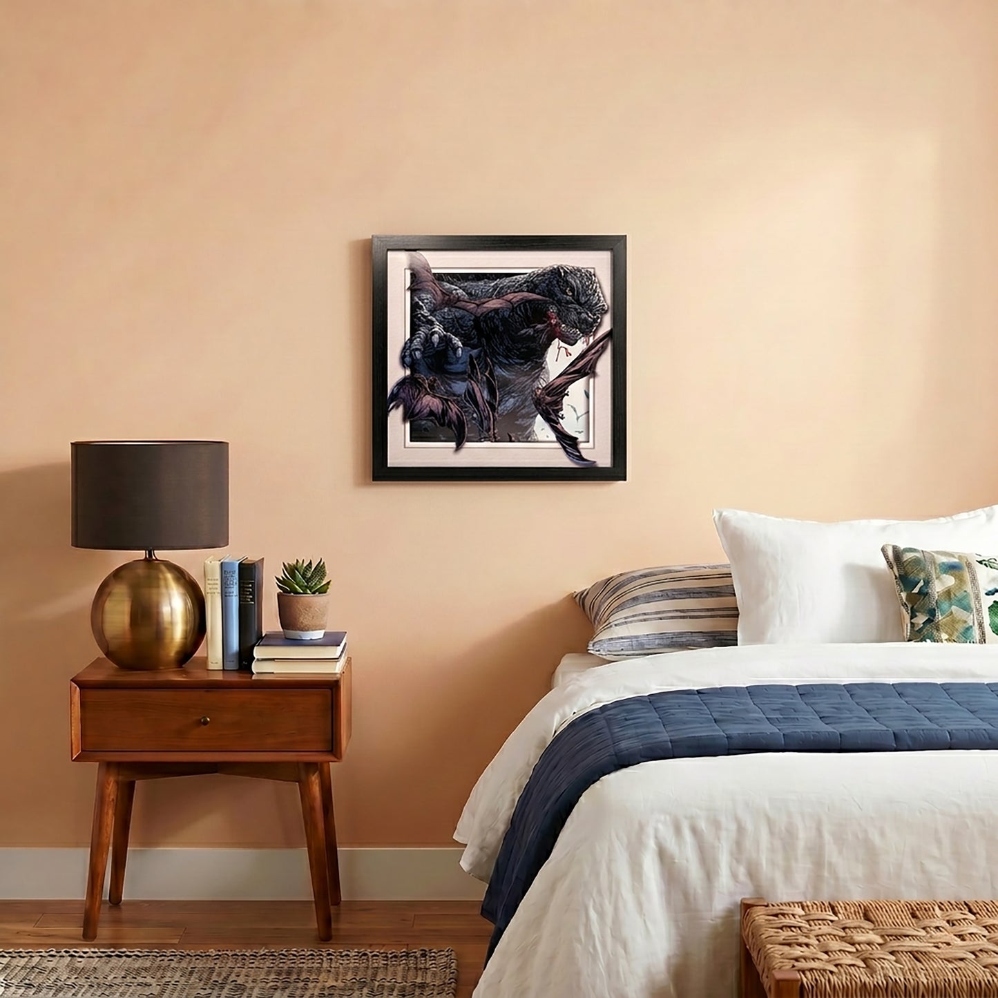 Godzilla - Bats Swarming - 12x12 Faux Matted Print Under Plexi