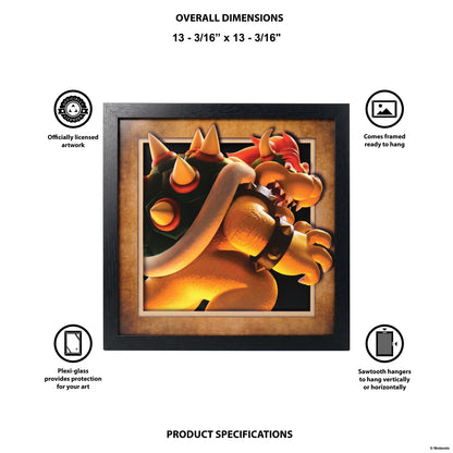 Super Mario - Bowser Heating Up - 12x12 Faux Matted Print Under Plexi