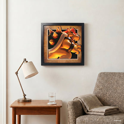 Super Mario - Bowser Heating Up - 12x12 Faux Matted Print Under Plexi