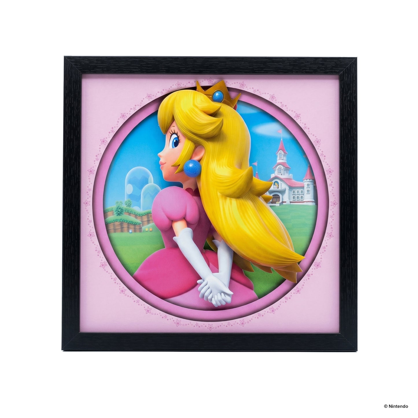 Super Mario-Peach Outside the Castle 12x12 Faux Matted Framed Under Plexi Glass