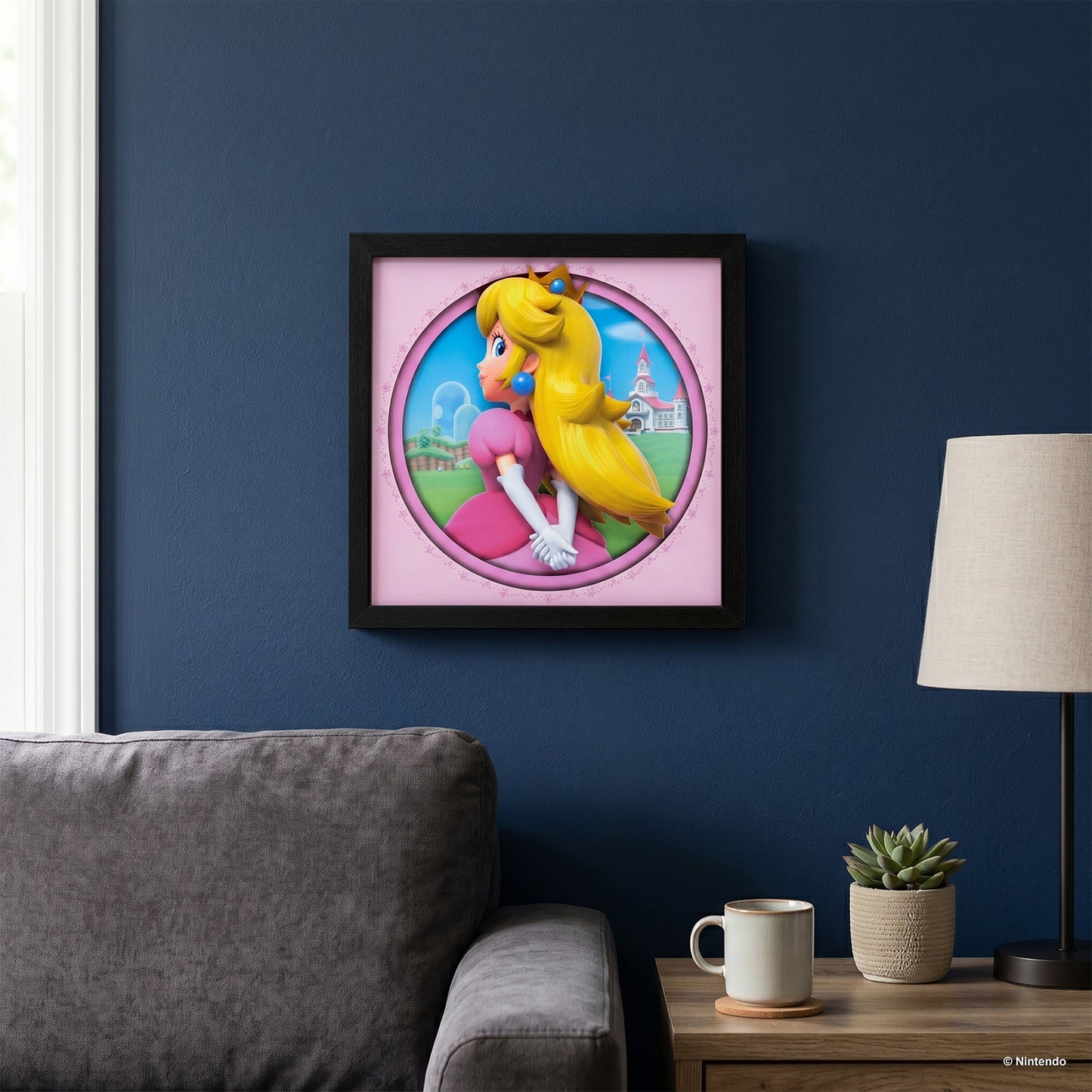 Super Mario-Peach Outside the Castle 12x12 Faux Matted Framed Under Plexi Glass