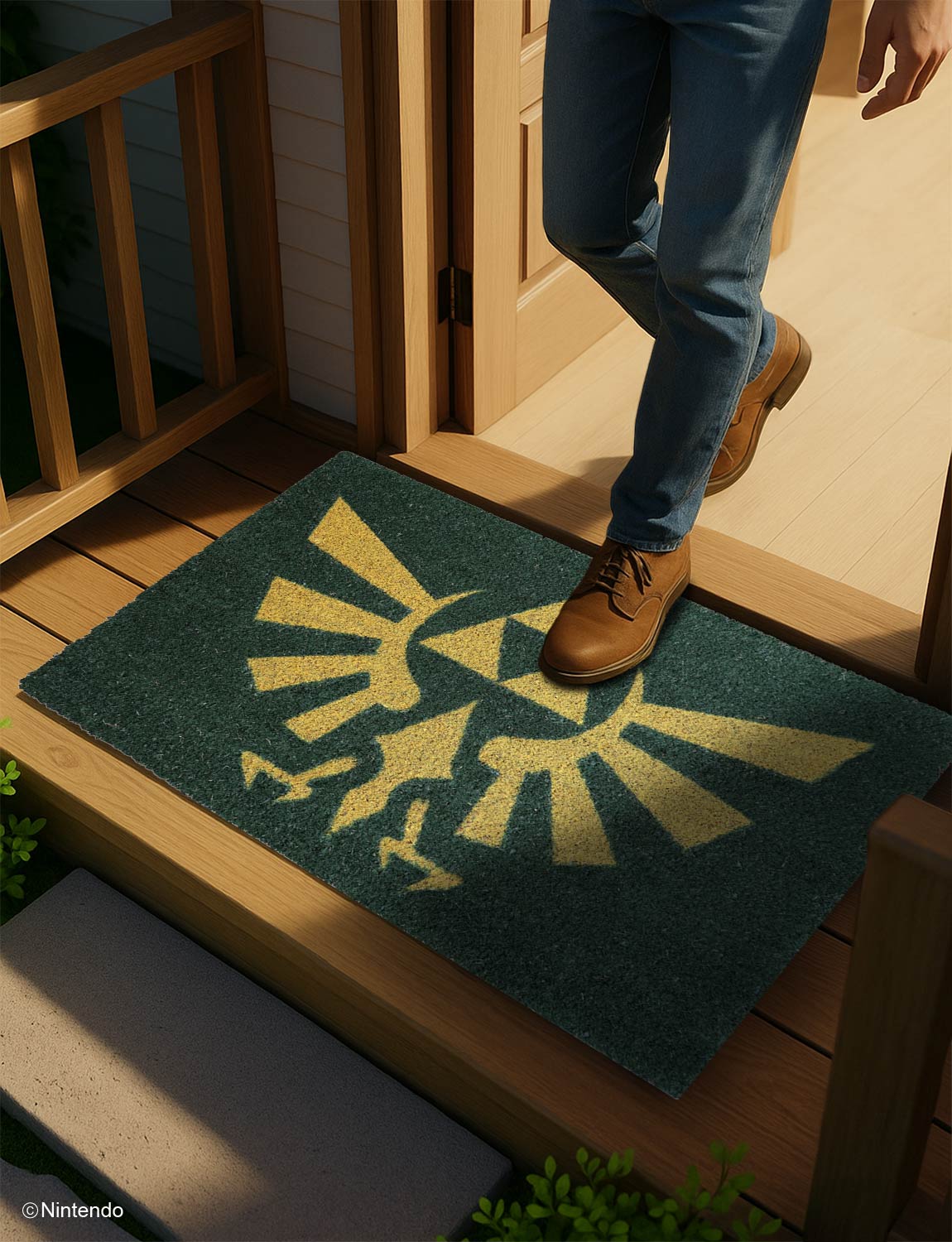 The Legend of Zelda™: Hylian Crest Coir Doormat (29x17) - Official Nintendo Entryway Decor - lifestyle display