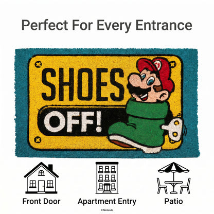 Super Mario™: "Shoes Off" Coir Doormat (29x17)