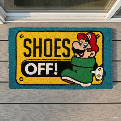 Super Mario™: "Shoes Off" Coir Doormat (29x17)
