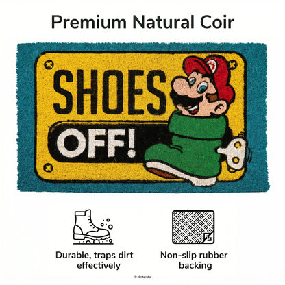 Super Mario™: "Shoes Off" Coir Doormat (29x17)