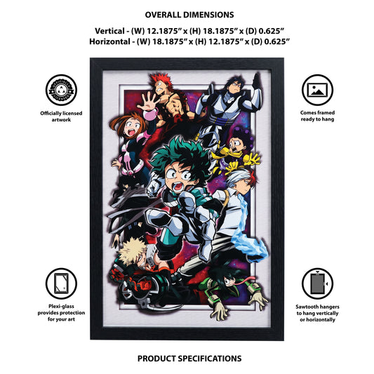 My Hero Academia - Heroes - 11x17 Faux Matted Print Under Plexi