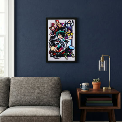 My Hero Academia - Heroes - 11x17 Faux Matted Print Under Plexi