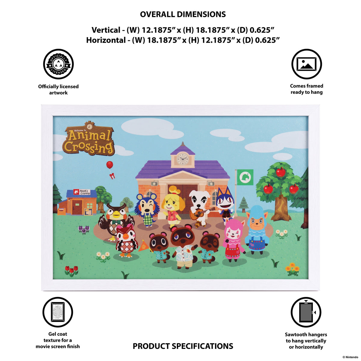 Animal Crossing - Town Square – 11" x 17" Framed Gel-Coat Print