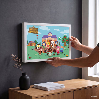 Animal Crossing - Town Square – 11" x 17" Framed Gel-Coat Print