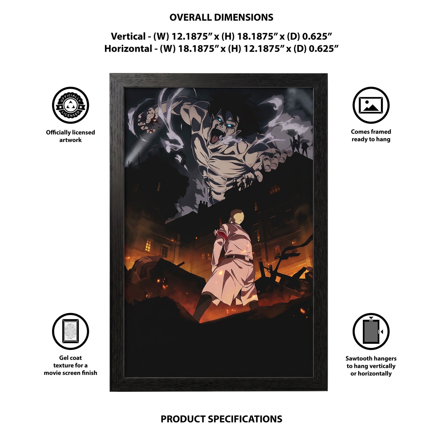 Attack on Titan - Reiner vs Eren - 11x17 Framed Gel Coat