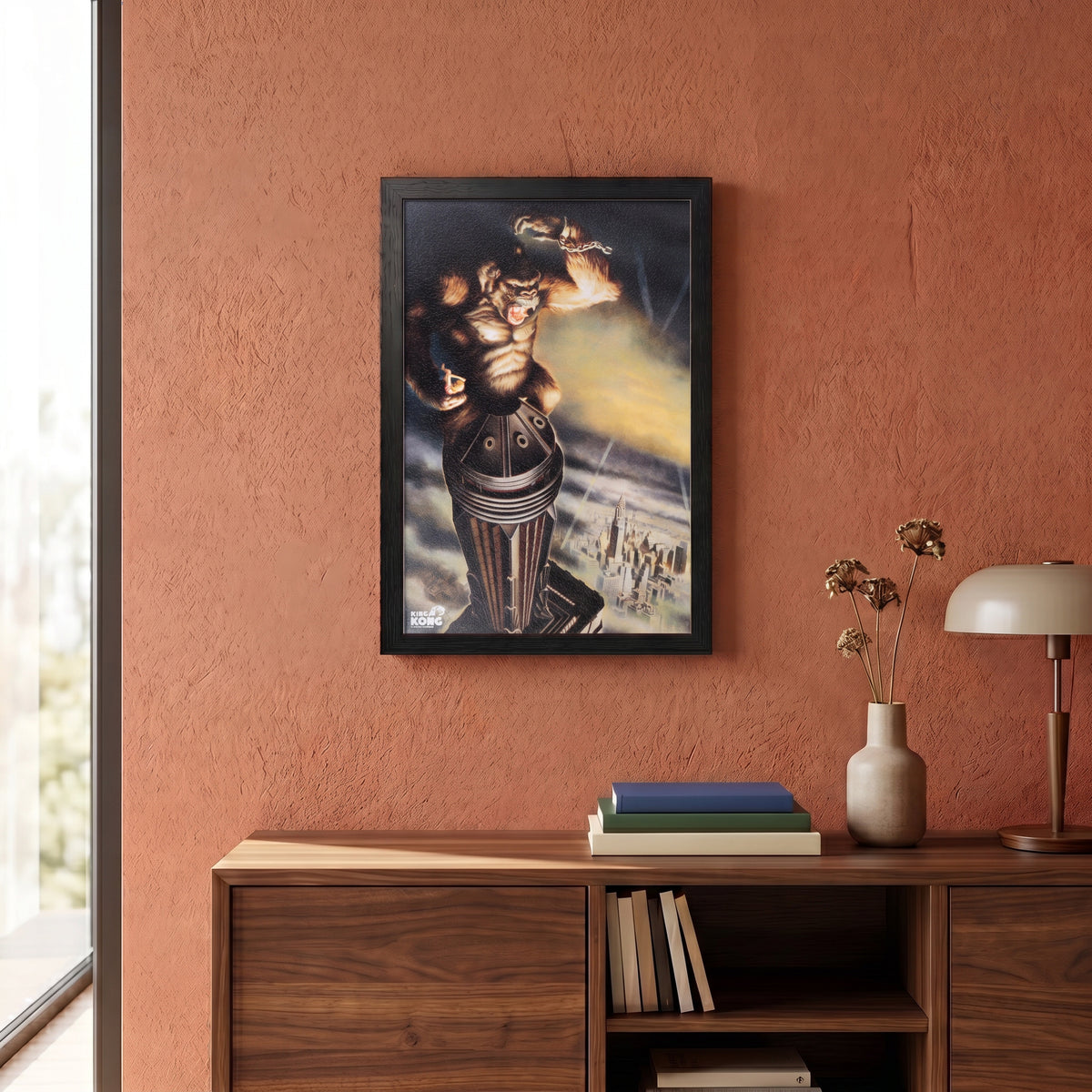 King Kong - On Top of Skyscraper - 11x17 Framed Gel Coat