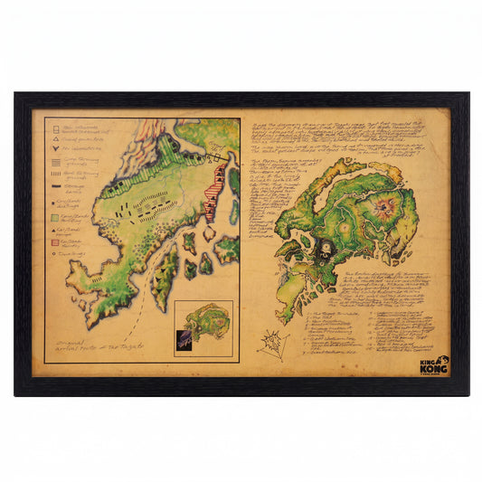King Kong - Skull Island Map - 11x17 Framed Gel Coat