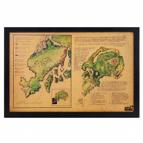 King Kong - Skull Island Map - 11x17 Framed Gel Coat
