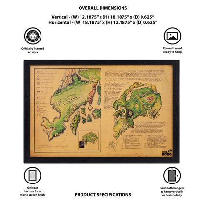 King Kong - Skull Island Map - 11x17 Framed Gel Coat