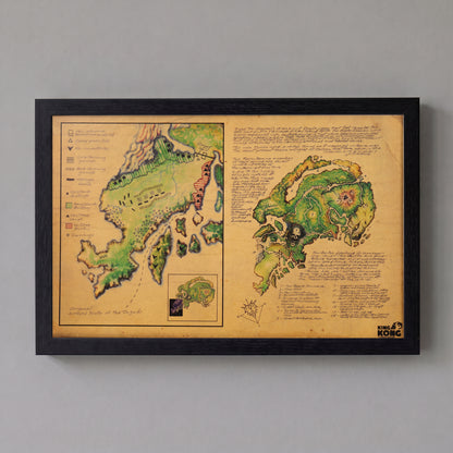 King Kong - Skull Island Map - 11x17 Framed Gel Coat