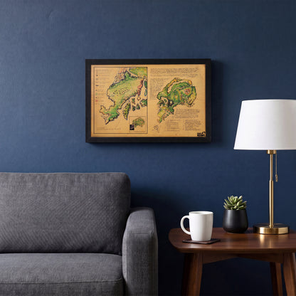 King Kong - Skull Island Map - 11x17 Framed Gel Coat