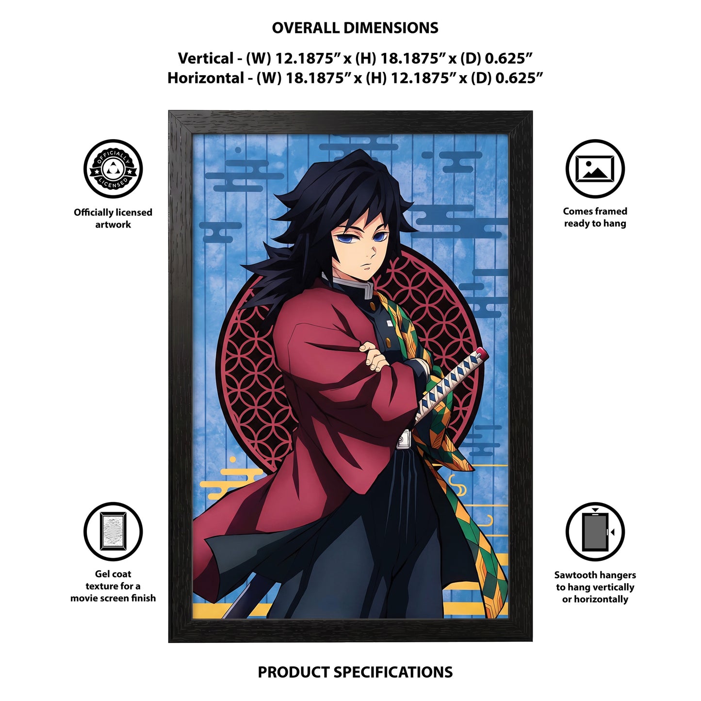 Demon Slayer - Giyu - 11x17 Framed Gel Coat