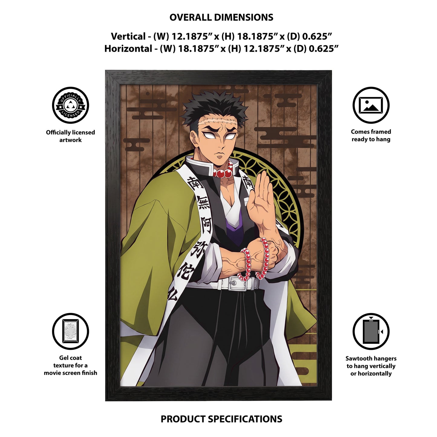Demon Slayer - Gyomei - 11x17 Framed Gel Coat