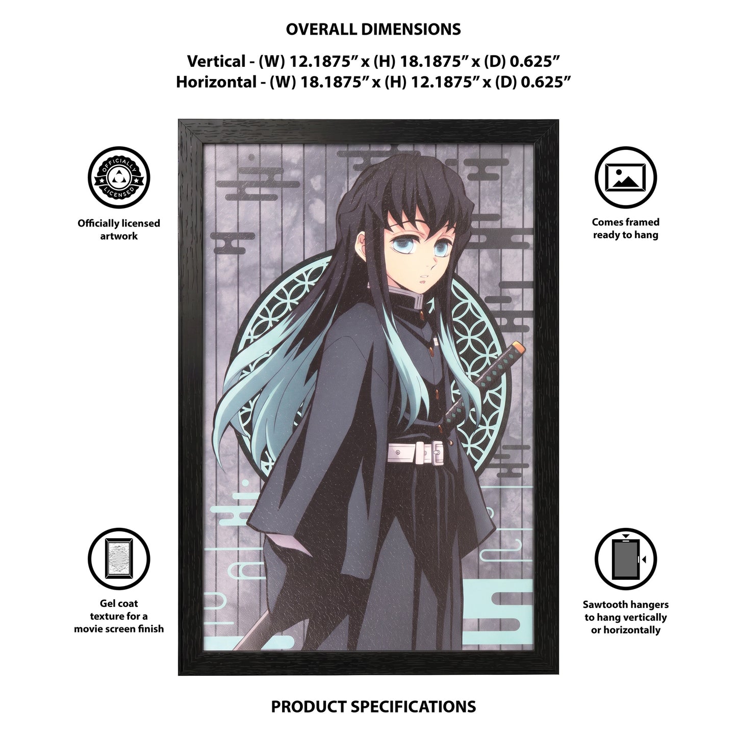 Demon Slayer - Muichiro - 11x17 Framed Gel Coat