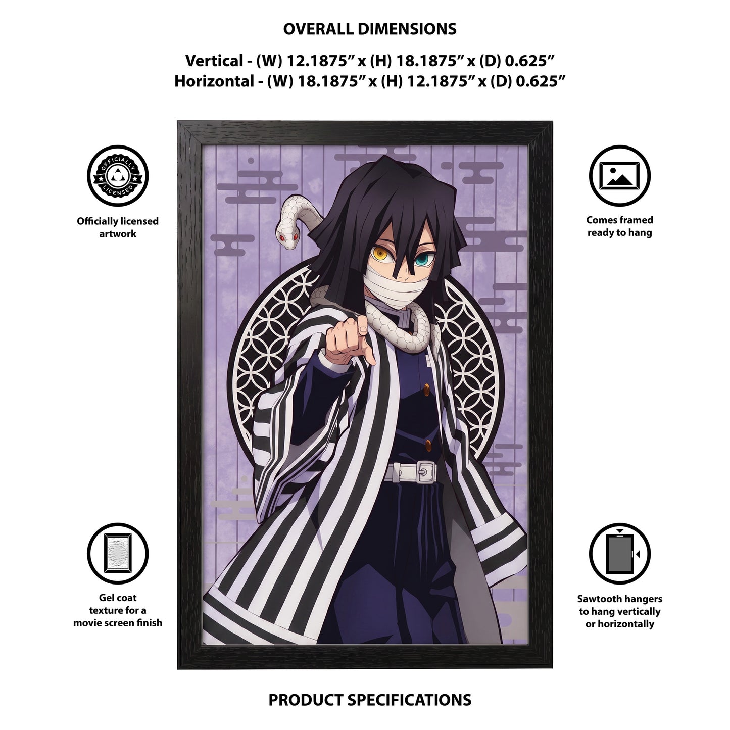 Demon Slayer - Obanai - 11x17 Framed Gel Coat