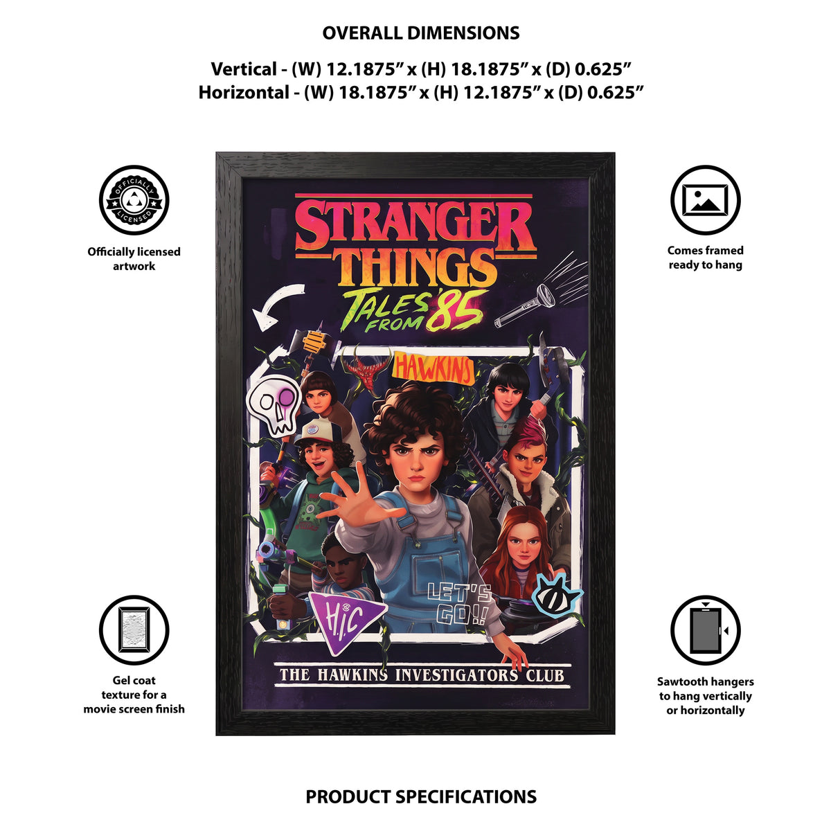 Stranger Things '85 - HIC Team- 11x17 Framed Gel Coat