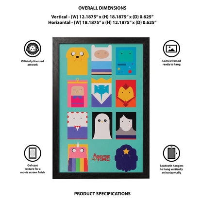 Adventure Time - Minimalist Character Grid - 11x17 Framed Gel Coat