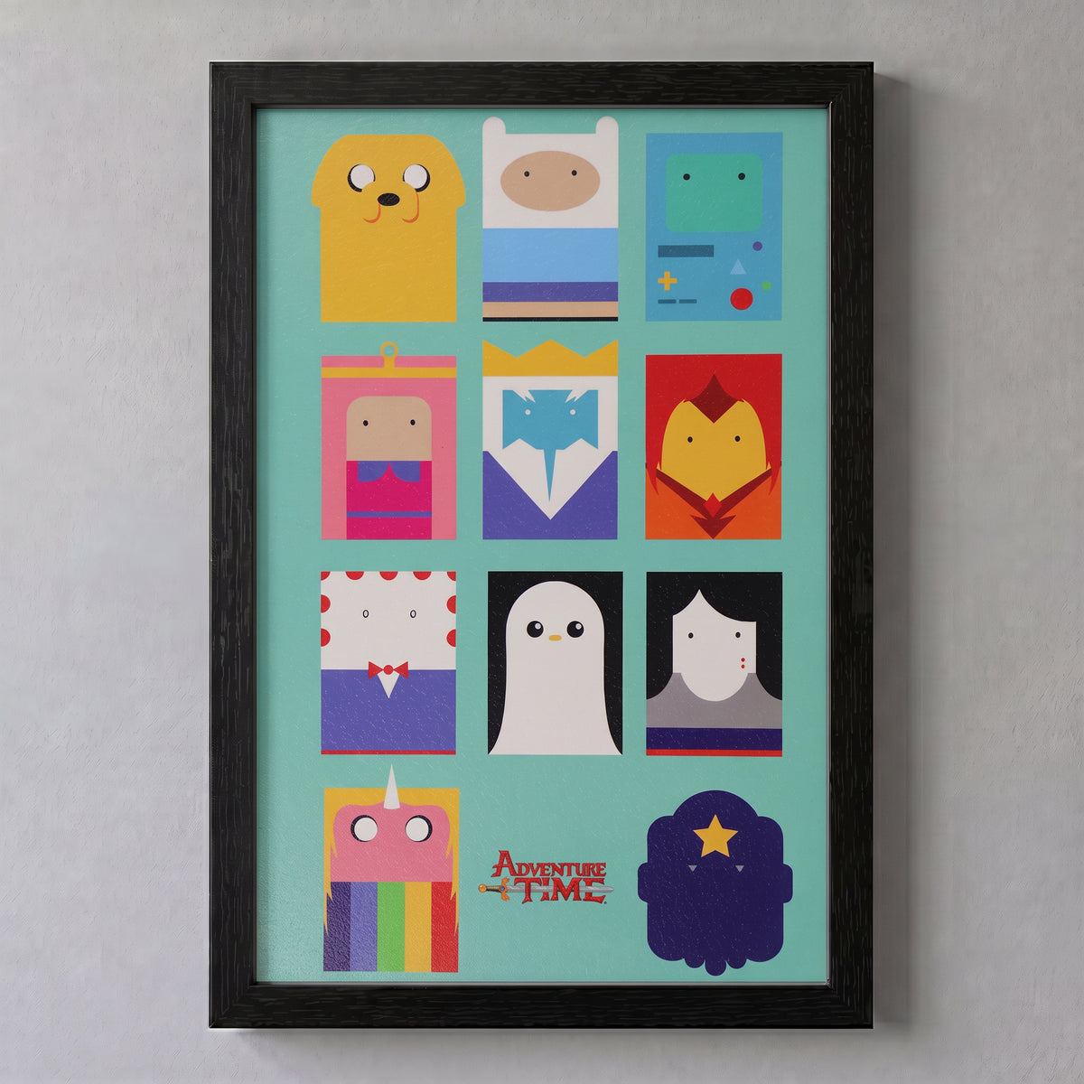 Adventure Time - Minimalist Character Grid - 11x17 Framed Gel Coat