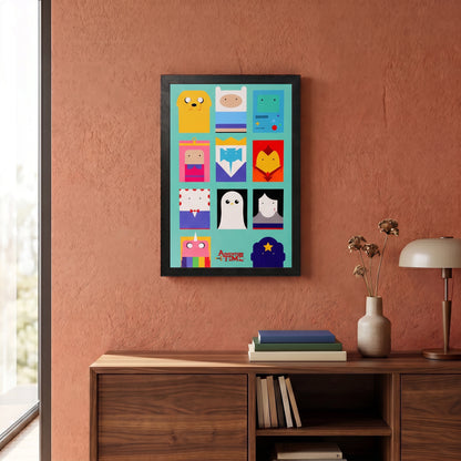 Adventure Time - Minimalist Character Grid - 11x17 Framed Gel Coat