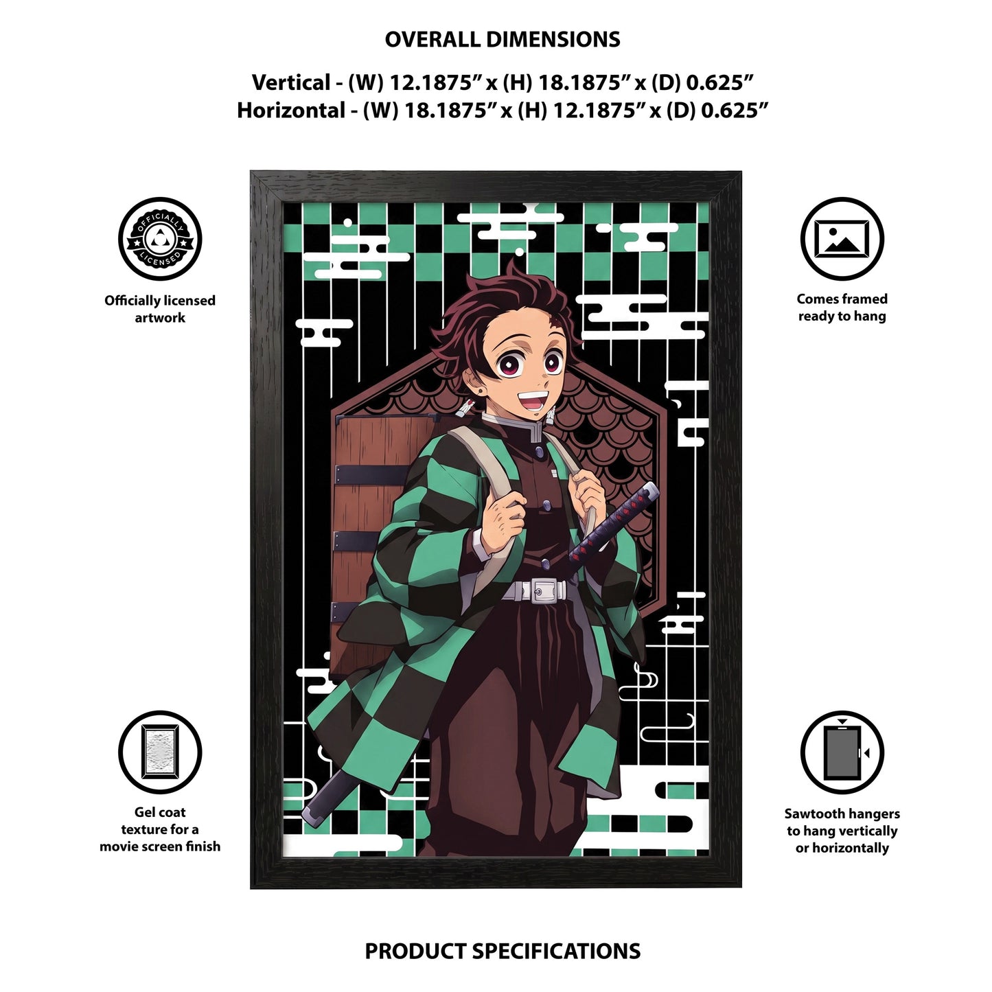 Demon Slayer - Tanjiro - 11x17 Framed Gel Coat