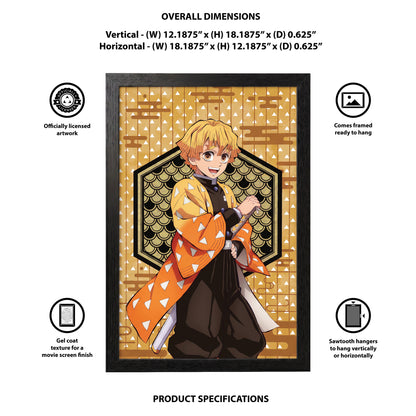 Demon Slayer - Zenitsu - 11x17 Framed Gel Coat