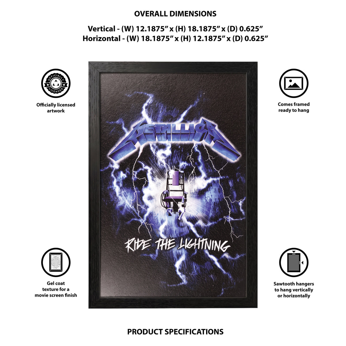 Metallica - Ride the Lightning - 11x17 Framed Gel Coat